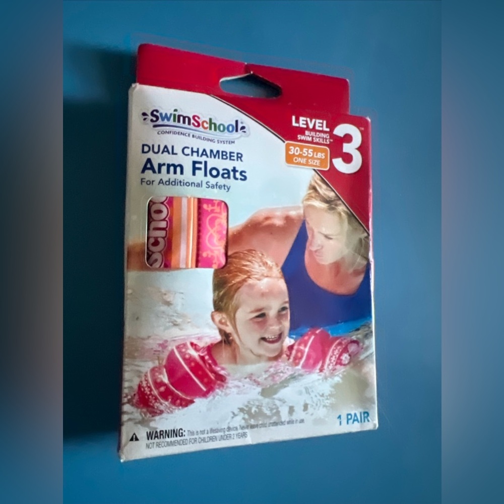 *FINAL PRICE” SwimSchool Aqua Leisure Pink Dual Chamber Arm Floaties Lvl 3 30-55